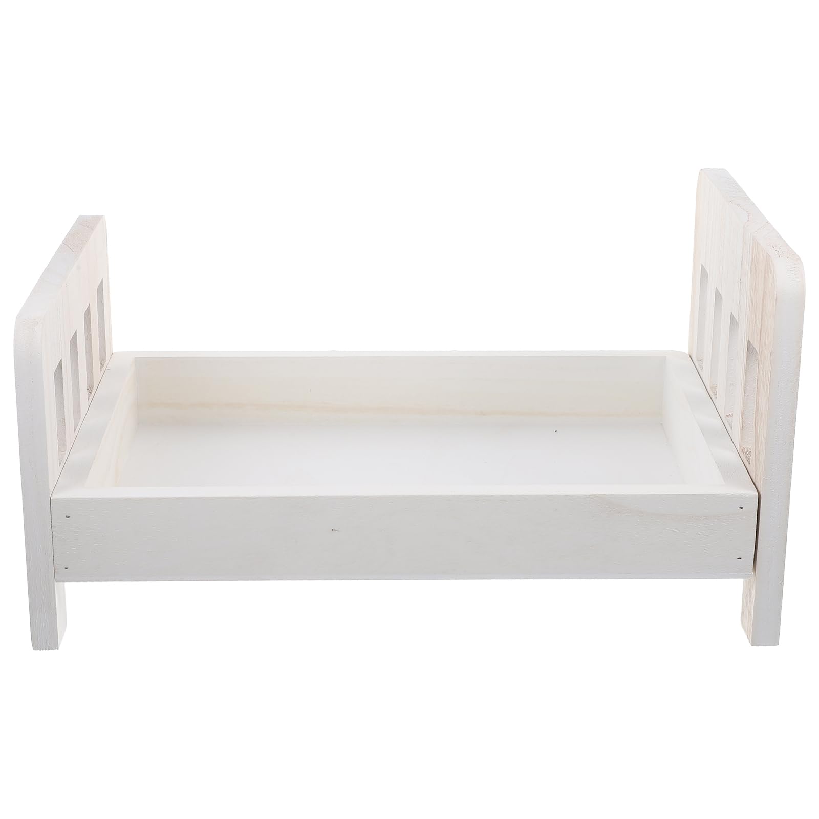 Mini Letto in Legno Bianco per Fotografia Bebè, Stile Vintage | Accessorio per Ragazzo Ragazza, Forma Letto, Design Delicato e Unico, Solido e Liscio, per Scatti Creativi
