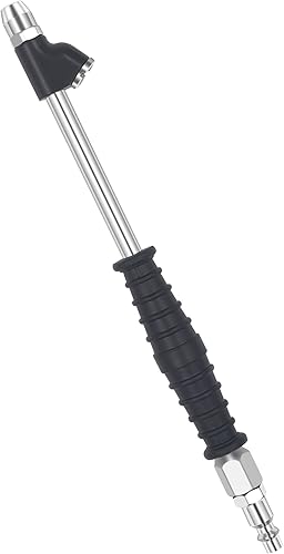 SAFELIFE Portabrocas neumáticas de doble cabeza FNPT de pie recto de 14 pulgadas, portabrocas de inflado de neumáticos de alcance extendido de 9.4