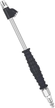 SAFELIFE 1/4" FNPT Straight Foot Dual Head Air Chuck, 9.4" Extended Reach Tilt Lock Tire Inflator Chuck with Grip Handle, 2-Way Connection Tire Chuck with Quick Plug for Semi, RV, Truck Dually Tires