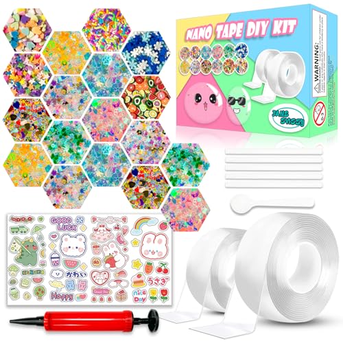Nano Tape Bubble Kit, Nano Double Sided Adhesive Tape Bubbles, Arts and Craft DIY Party Activities Toys Crts and Crafts for Kids Ages 8-12 Year Bubble Craft Kit Toys 2PCS (2'&1.2')