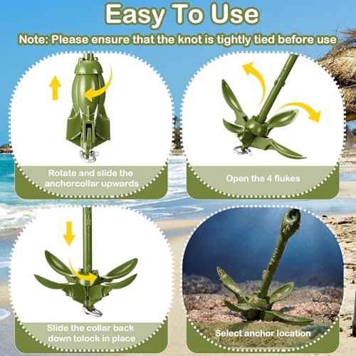 Image of Lounsweer 2 Pack 1.5 /3.5 lb Marine Kayak Anchor Kit Folding Grapnel Anchor Kit Boat Kayak Fishing Accessories for Small Boats Kayaks Canoe Paddle Boards