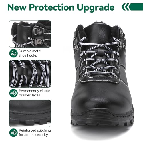 ricema Winterstiefel Herren Damen – Warm Gefüttert Winterschuhe Schneestiefel Leicht Rutschfest Outdoor Wanderschuhe, Trekking Stiefel für Schnee & Alltag, Schwarz 43 EU