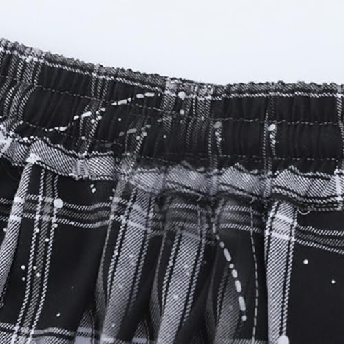 Pantalon chandal niño palazzo holgado y pantalones casuales a cuadros 5