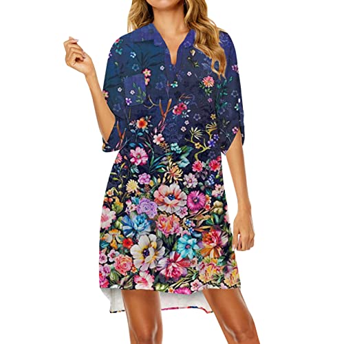 Damen Badeanzug Cover Ups Shirt 3/4 Ärmel Button-Down Badeanzug Strandkleider Shirt Kleider Spitzenkleid Langarm Cover