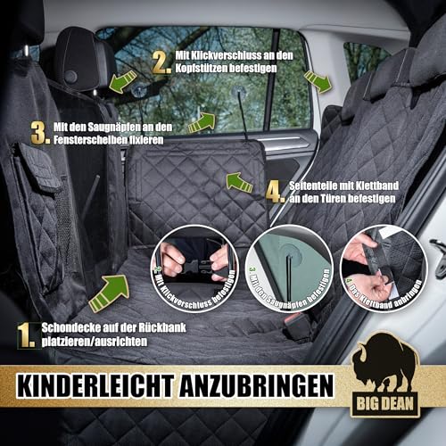 BigDean Robuste universelle Hundedecke Auto Rückbank Autoschondecke Hund Rücksitz schmutz- & wasserabweisend – universelle Passform & teilbar - Schmutzmatte Rückbank Hunde Autodecke