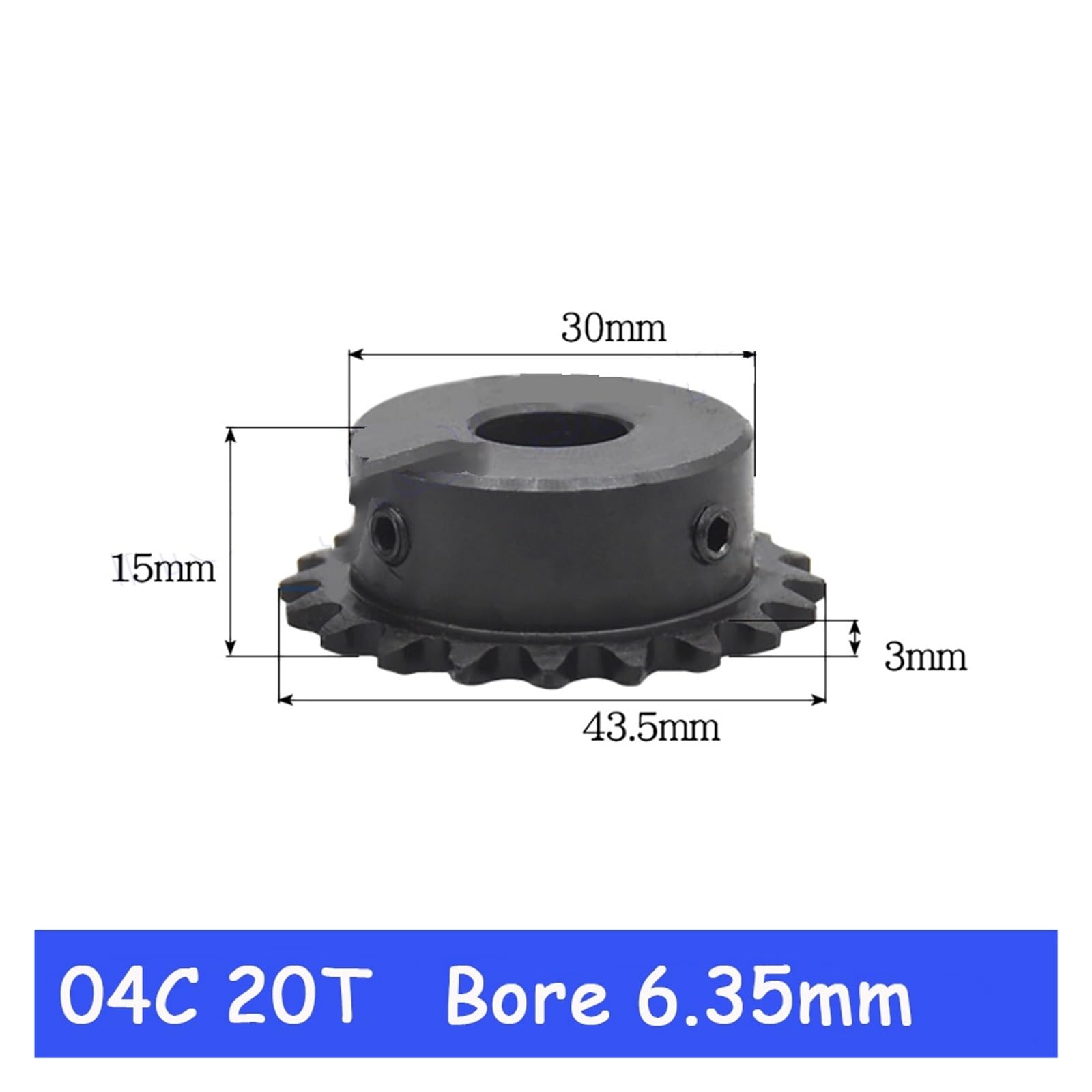 Bevel Gear Pinion Hardware Mechanical 20Teeth 04C Chain Gear 45# Steel Industrial Sprocket Wheel 6mm - 18mm Bore Motor Chain Drive Sprocket(6.35mm)
