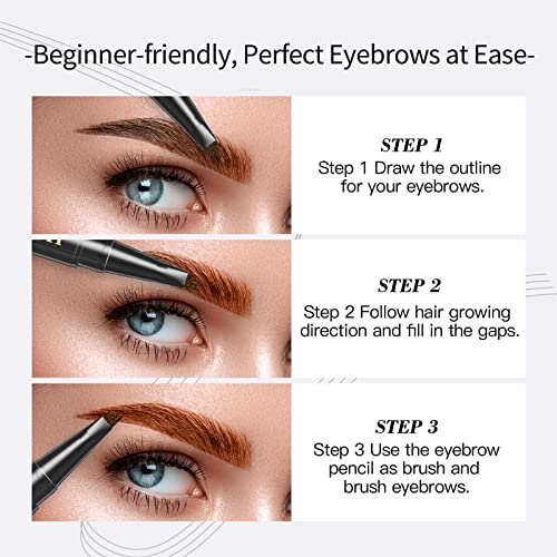 Eye Brown Makeup, Eyebrow Pencil With A Micro-Fork Tip Applicator Creates Natural Looking Brows Effortlessly And Stays On All Day, 4D Hair Stroke Brow Stamp Brush, Gift For Women #TOP3