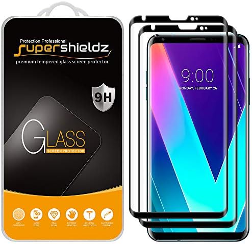 Supershieldz (2 Pack) Designed for LG V30 Tempered Glass Screen Protector, (Full Screen Coverage) (3D Curved Glass) Anti Scratch, Bubble Free (Black)