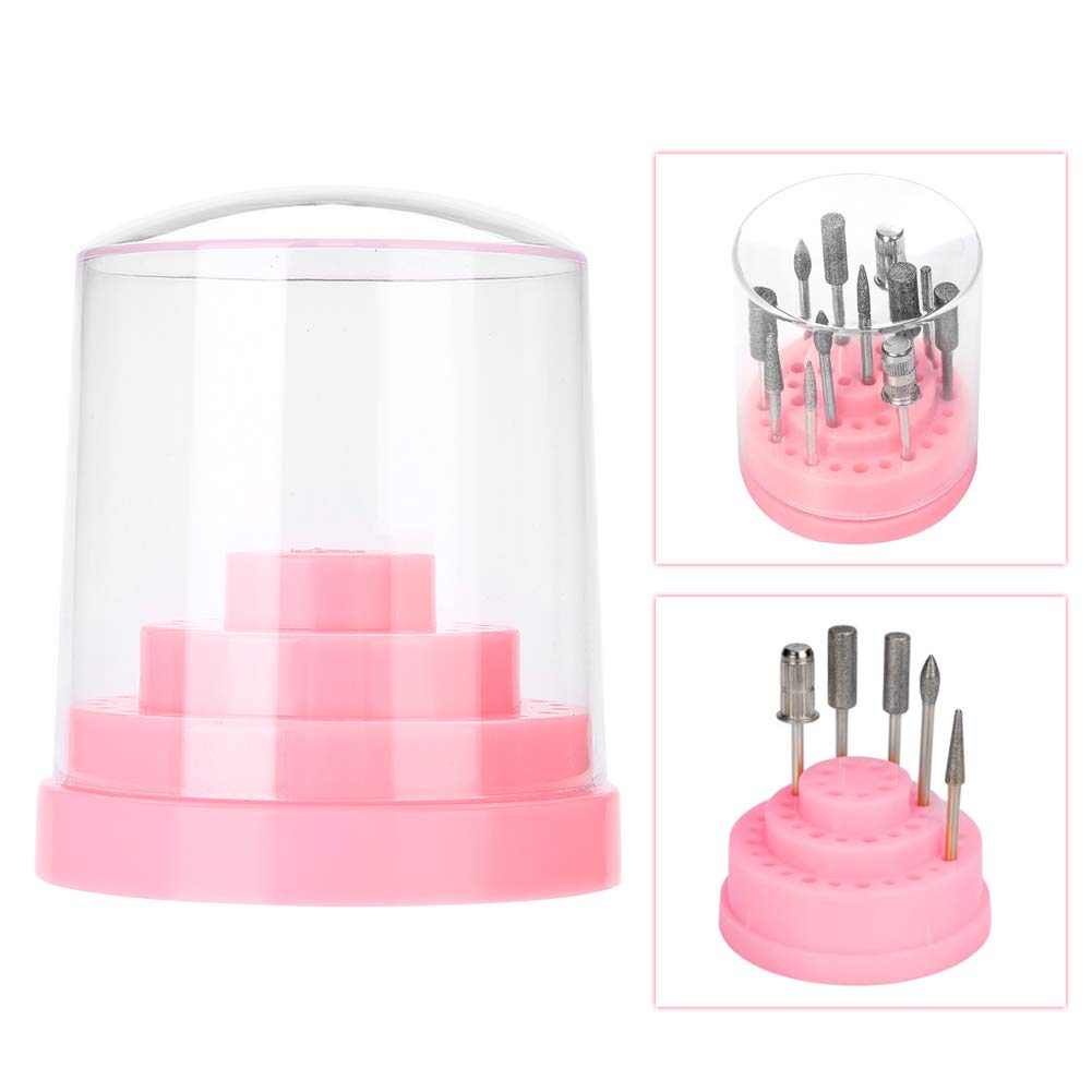 Nail Drill Bit Holder, Portable Nail Drill Bits Container, 48 Holes Nail Art Plastic Nail Drill Stand Holder Drill Bit Display Box ()