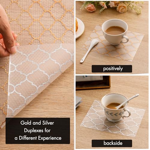 Image of Cooyes Shelf and Drawer Liners for Kitchen Cabinets, Non Adhesive Cabinet Liner, EVA Waterproof Durable Non-Slip Drawer Mats for Shelves, Fridge, Storage, Kitchen Cupboards - Modern Pattern