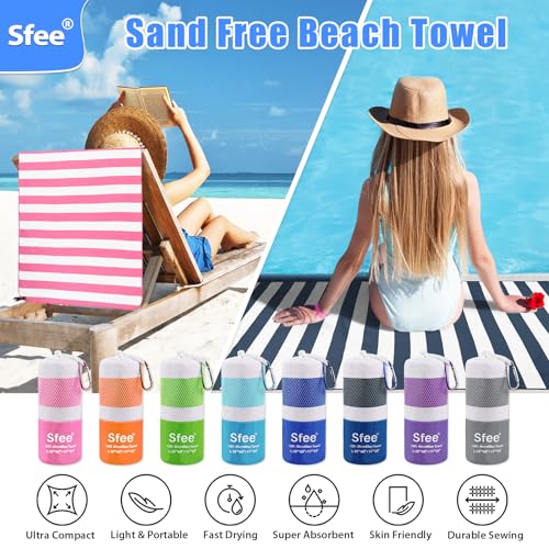 2 in 1 Microfiber Oversized Beach Towel, Quick Dry Towel Travel Towel Camping Towel Super Absorbent Compact Lightweight Sports Gym Towels for Beach,Gym, Hiking, Pool, Backpacking, Bath, Yoga - Image 6