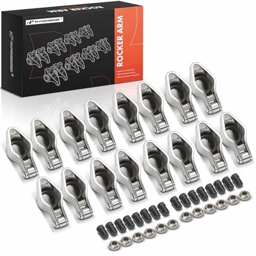A-Premium 16Pcs Alloy Steel Engine Roller Rocker Arms Compatible with Small Block Chevy SBC 350, 1.5 Ratio, 3/8