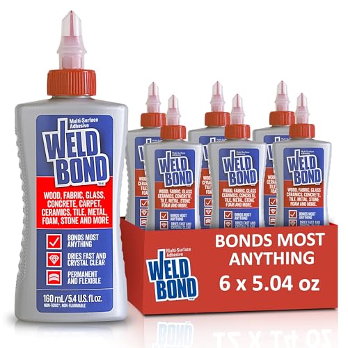 Weldbond Multi-Purpose Glue - The Ultimate Bonding Solution ! Non-Toxic Glue for Wood Glue Glass Mosaic Ceramic Pottery Craft Tile Porcelain Stone Jewelry Fabric Furniture & More. 5.0z /160ml 6-Pack