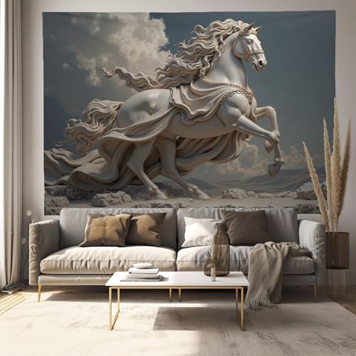 Tenture murale cheval grec bleu foncé pour créer une ambiance relaxante