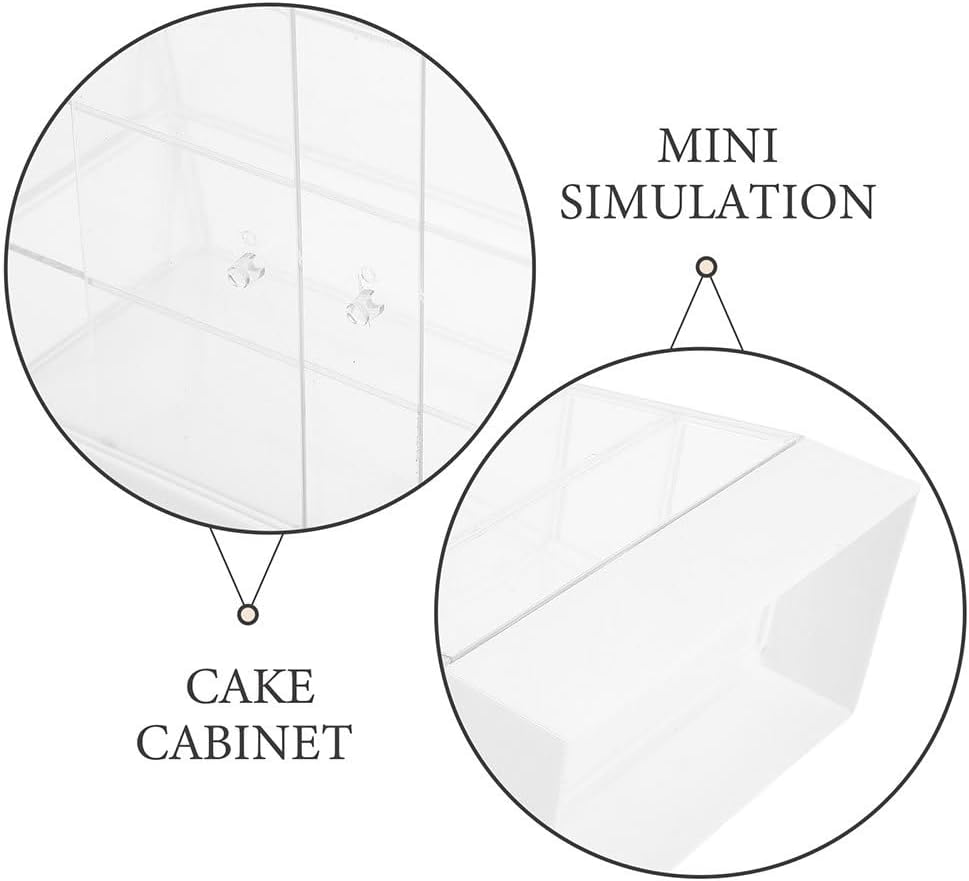 ibasenice 1 12 Scale Miniature Cake Display Cabinet with Sliding Door for Dollhouse Bakery Furniture Kitchen Accessory 5.23X5.11X2.59 Inch
