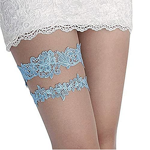 2 Stück/Set Damen Blau Spitze Hochzeit Strumpfbänder Braut Braut Spitze Strumpfbänder Set und Hosenträger Hochzeit Unterwäsche Zubehör Cover