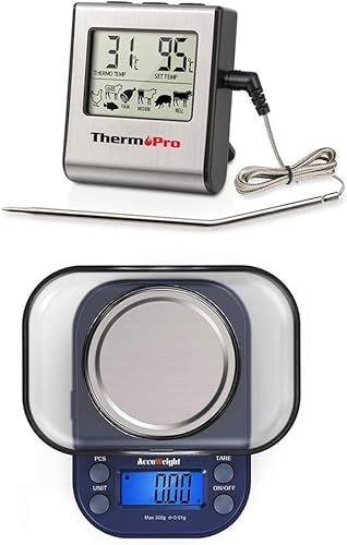 ThermoPro Termómetro digital TP16 para alimentos + báscula digital AccuWeight 255