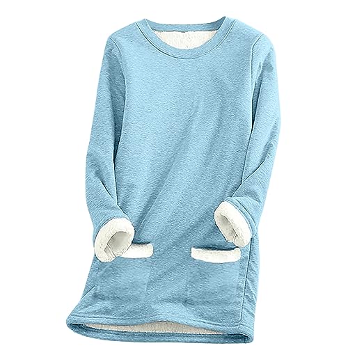 Ceboyel Conjunto de ropa de descanso para mujer, sudadera de forro polar de dos piezas, sudadera con forro de sherpa y pantalón deportivo, pijama suave para dormir, J020-azul claro, XXL