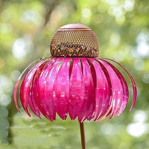 Topincn Coneflower Bird Feeder, Standing Bird Feeder Wild Bird Feeder Iron Backyard Flower Pole Bird Feeder Garden Art Metal Birdfeeder Hummingbird Feeder Garden Decoration #TOP4