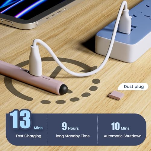 Image of Stylus Pen for iPad, Dual-Tip 13 mins Fast Charge Pencil for Apple, Palm Rejection, Tilt Sensitivity, Compatible w /iPad 6 /7 /8 /9 /10, Pro 11 /12.9in /M4, Air 3 /4 /5 /M2, Mini 5 /6 - Pink