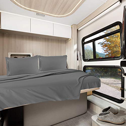 Nestl Dark Grey Short Queen Sheets for RV, Hotel Luxury RV Queen Sheets Set, 6 Piece Fitted Bed Sheet Set and Pillowcases, Super Soft, Wrinkle-Free, and Breathable Camper Bedding