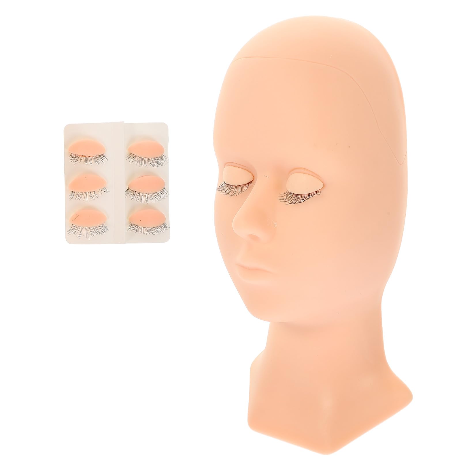 COLLBATH Silikon Mannequinkopf und Augenlidern mit Abnehmbarer Kopfform für Abschlussfeier für Professionelle Wimpernverlängerung und Beauty Schulungen