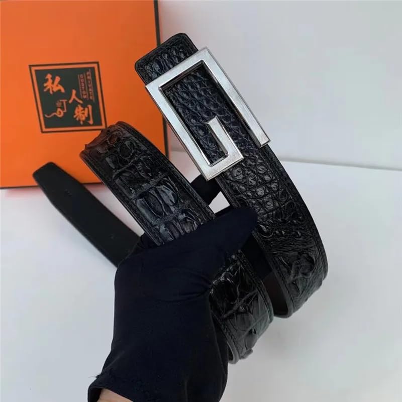 Authentic Exotic Crocodile Skin Steel Pin Buckle Men's Waist Strap Genuine Real True Alligator Leather Male Black Belts4