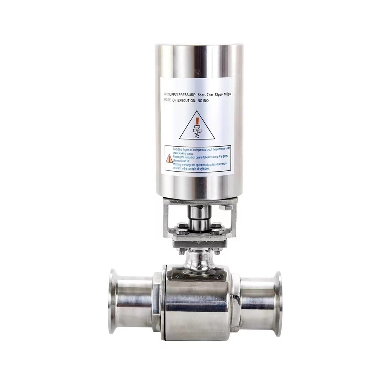 CXFCIHFT 3-1/2" Tri Clamp OD 106MM Pneumatic Ball Valve Two Way Actuator Single Acting Stainless Steel 304