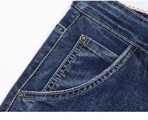 Men Summer Thin Blue Slim Straight Denim Pants Casual Trousers Full Length Jean2