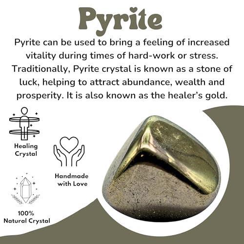 Image of Crystal Heaven Pyrite Healing Tumbled Stone,Natural Polished Crystals For Diy Crafts,Manifestation,Meditation,Pooja Feng Shui And Reiki Healing(30 Grams)
