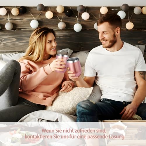 Volhoply 12oz Edelstahl Weinbecher mit Deckel Bulk 4 Pack,350ml Doppelwandige Vakuum stiellose Weingläser… – Ansicht 6