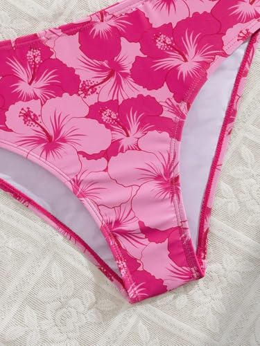 MakeMeChic Girl's Floral Bikini Set V Neck Wrap Backless Summer Bathing Suit 2 Piece Swimsuit4