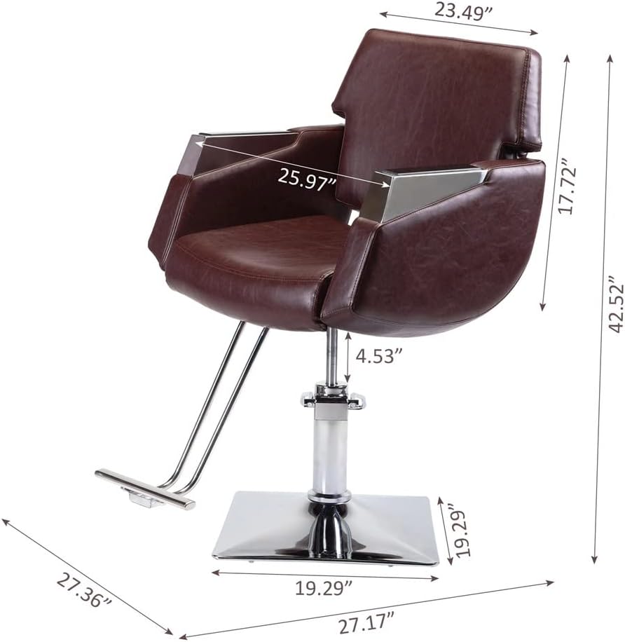 Silver Armrest Barber Chair Salon Chair with Adjustable Headrest