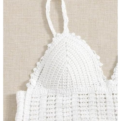 Image of NAIADES Women's Handmade Crochet Crop Top, Sleeveless Top for Women,Comfortable Fit