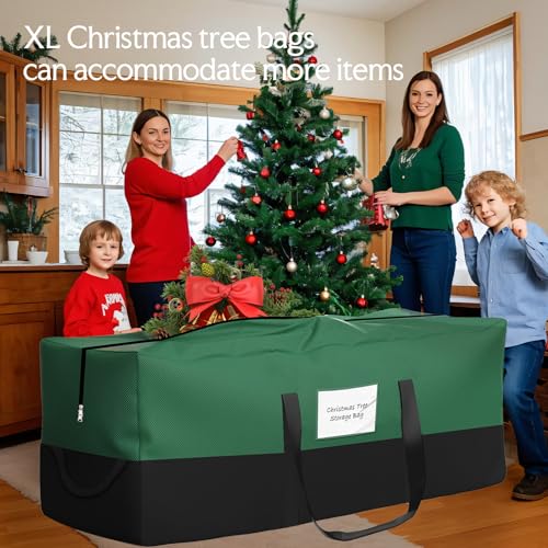 Image of Christmas Tree Storage Bag 8 Ft Artificial Tree 600D Oxford Storage Bag | Waterproof Christmas tree storage bag (48x15x22in) Dual smooth zippers, reinforced handles & label pocket dust /moisture-proof