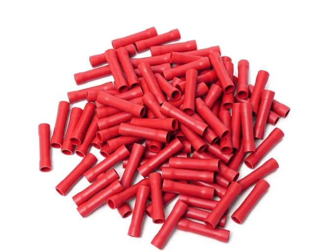 KAMCON� Fully Insulated Straight Butt Connector Electrical Wire Crimp Terminals - Pack of 100 Pieces (RED) (B08S37YR9C) Amazon Price History, Amazon Price Tracker