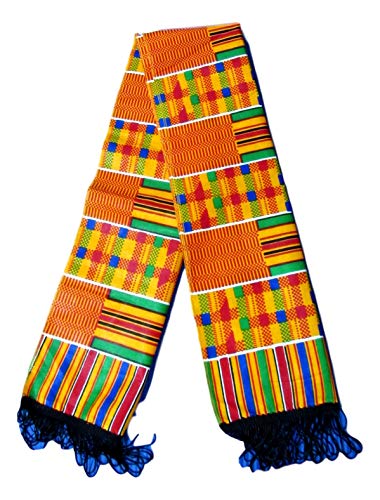 ShopHaven African Kente Scarf, Stole, Cloth - Black Graduation, History, Kwanzaa, Afrocentric Print - Africa3