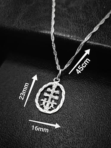 Medalla Cruz de Caravaca 23mm con Cadena Plata 45cm