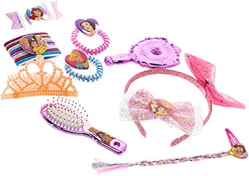 Disney Princess - Townley Girl Hair Accessory Activity Set for Girls, Ages 3+ Makeup Hair Salon Kit 20 Pieces Including Hair Brush, Mirror, Tiara Bows and More, for Parties, Sleepovers and Makeovers
