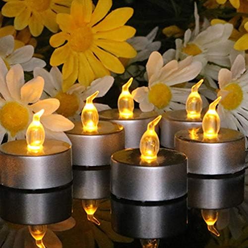 NUOBESTY 12pcs Flameless LED Tea Light Candles Realistic and Bright Flickering Bulb Electric Fake Candle for Seasonal and Festival Celebration Silver