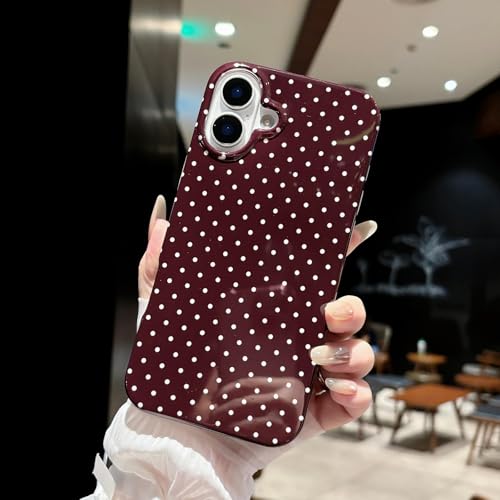 Jmltech for iPhone 15 Pro Case Polka Dot Phone Case Aesthetics Design Simple Case Slim Drop Protection Protective Cases Wine by Jmltech - Image 3