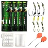 YOTO Carp Fishing Hair Rigs - 24Pcs High Carbon Steel Curved Barbed Carp Hook Swivel Boilies Fishing Rigs with Braided Thread Line Rolling Carp Fishing Accessories, Size 2 4 6 8