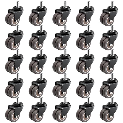 Image of 2 Inch Low Profile Office Chair Casters 650 lbs, Set of 25 (Grey)