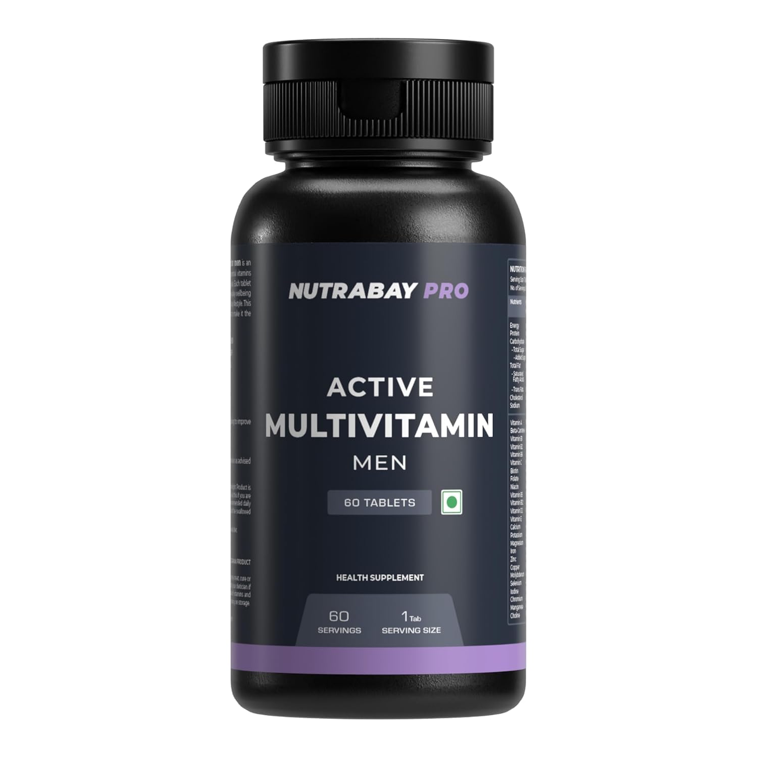 Nutra.Bay Pro's Active Multivitamin for Men, 25 Vital Vitamins & Minerals with Zinc, Vitamin C, Vitamin D, Vitamin B12, and Multiminerals | Enhances Energy, Stamina & Immunity - 60 Tablets
