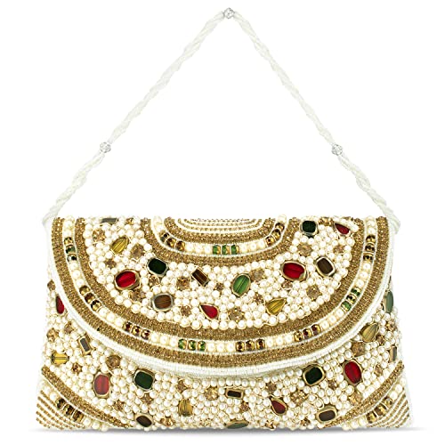 Image of Peora Malti Color Clutch Purses for Women Handmade Evening Handbags Bridal Clutch