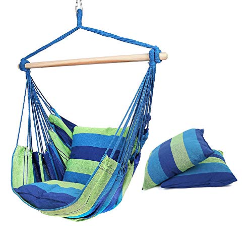 XMAGG Silla Colgante Jardin, Silla Hamaca con 2 Almohada para Interior, Exterior Silla Giratoria con Travesaño, 150x130x95cm, Capacidad de Carga 150 Kg Cover