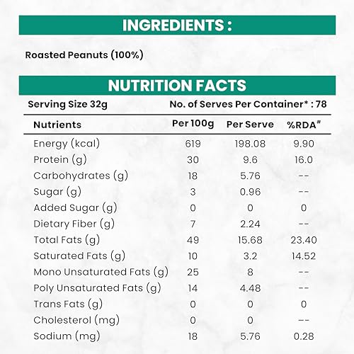 Image of Trubite Natural Peanut Butter (Creamy) (2.5kg) | Unsweetened | 30g Protein | Non GMO | Gluten Free | Cholesterol Free (2.5KG)