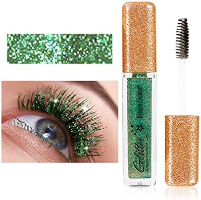 MIESCHER Green Mascara for Eyelashes,Colorful Mascara Waterproof Long Lasting Eye Lash Mascara Shiny Sparkle Diamond Mascara Smudge-proof Lengthening, Defining, Curling,Volume Color Glitter Mascara Makeup Eye Lashes Party Stage Use (#02 Green)