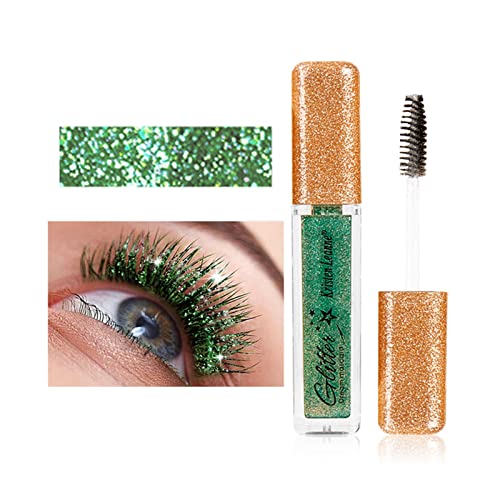 Miescher Green Mascara For Eyelashes,Colorful Mascara Waterproof Long Lasting Eye Lash Mascara Shiny Sparkle Diamond Mascara Smudge-Proof Lengthening, Defining, Curling,Volume Color Glitter Mascara Makeup Eye Lashes Party Stage Use (#02 Green) #TOP27