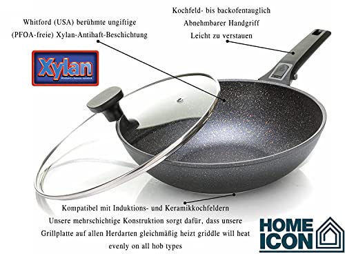 Wokpfanne Home Icon mit Kupfergranit-Deckel und Antihaftbeschichtung